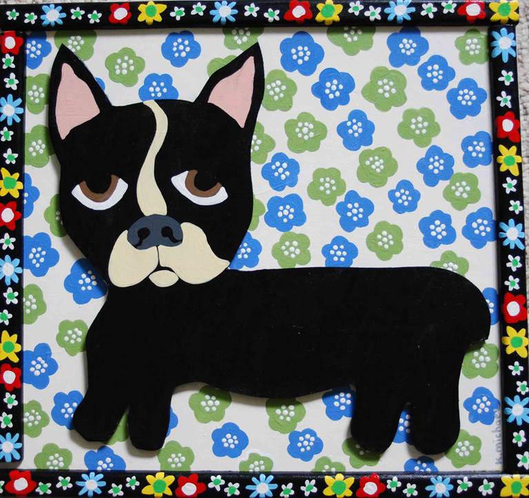 black tuckee boy with flowered border for web