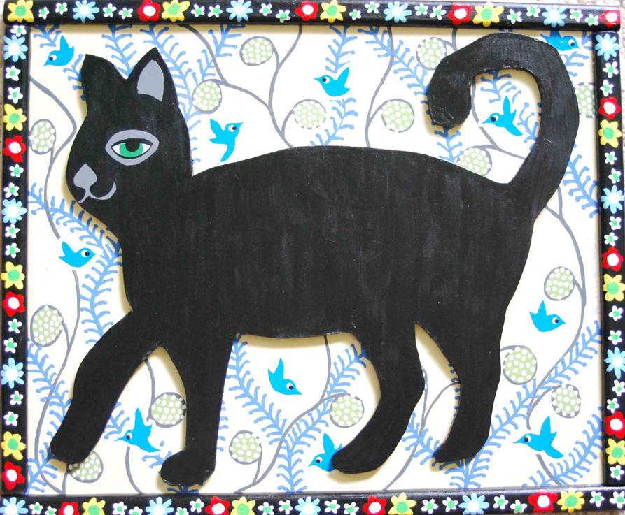 black cat with flowered border for web